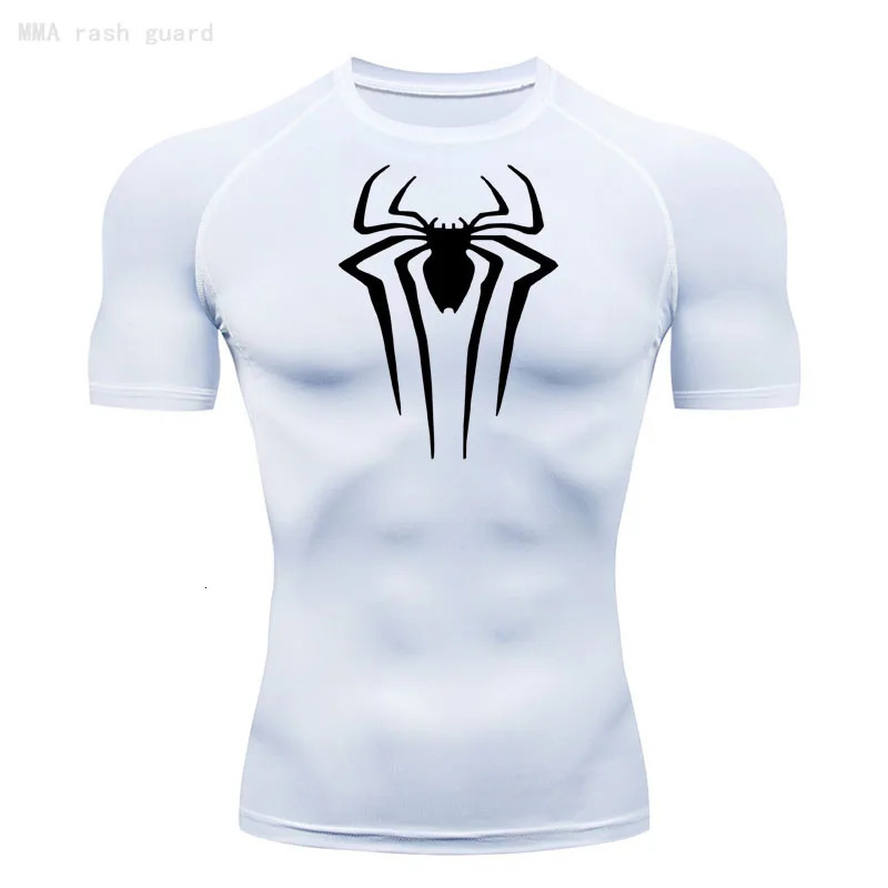 The Short Sleeve Mens T-Shirt Summer Breathable Quick Dry Sports Top Bodybuilding Track suit Compression Shirt Fitness Men 240325