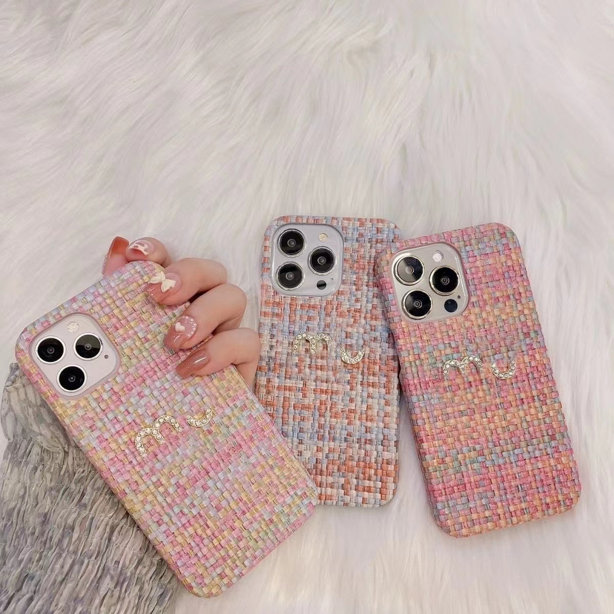 Designer Phone Case Brand for iPhone 15 14 Pro Max 13 12 11pro 15 Plus Luxury Letter Mu Weave Pattern PU Covers iPhone 15 Pro case Cheap Dropshipping