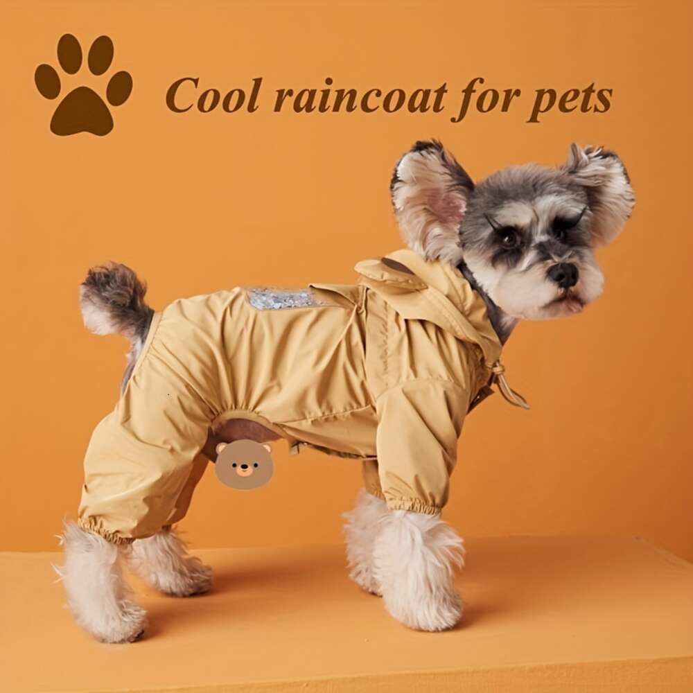 with ears Dog raincoat Bear spring and autumn cute waterproof pet clothes