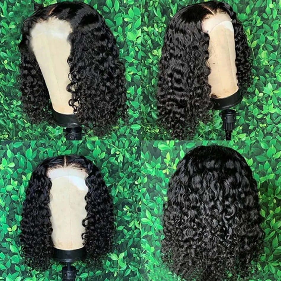 100%Human Glueless Short Bob Wig Kinky Curly Hd 13X4 Lace Frontal Wigs Human Hair For Black Women
