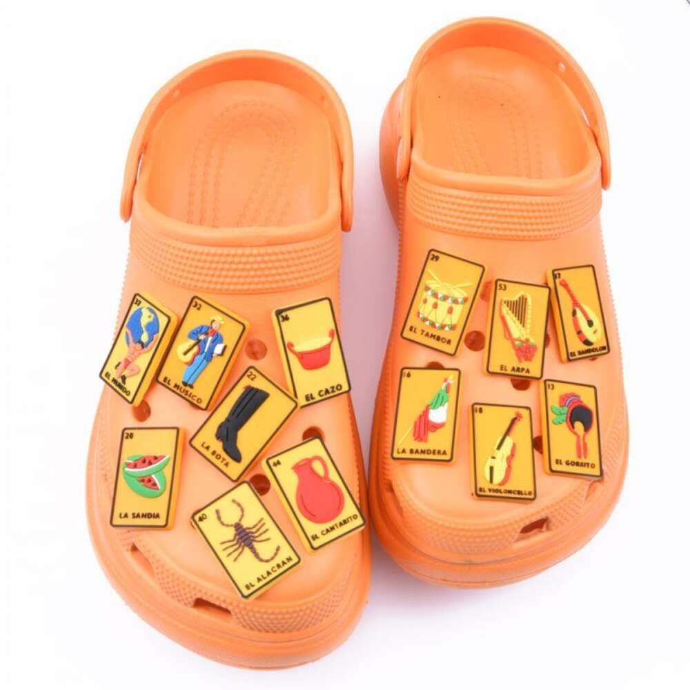 Mexico Loteria rubber lucky charms Custom Shoe Mexican Lottery Tarot Cards Decorations Accessories