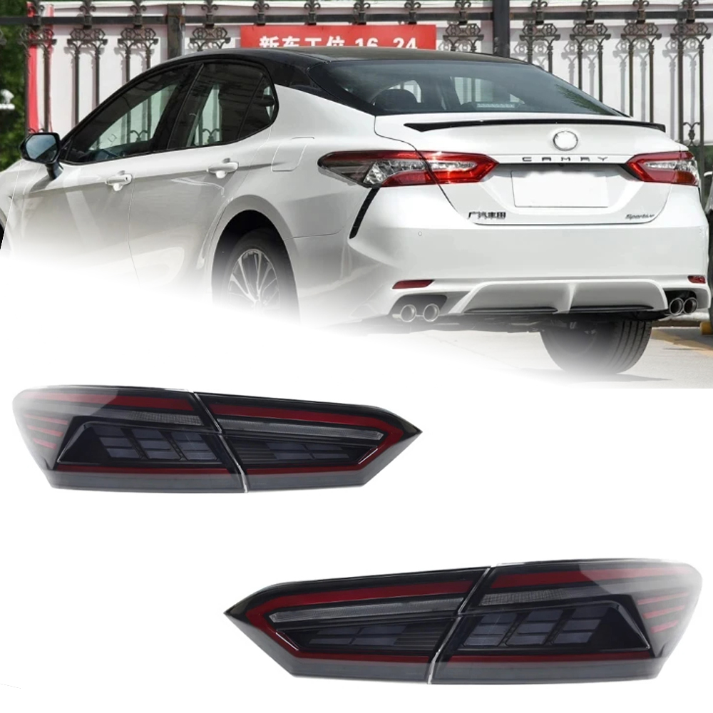 Car LED Through Taillight Assembly Brake Light Driving Lamp with Streaming Turn Signal For Toyota Camry 20 18-2023