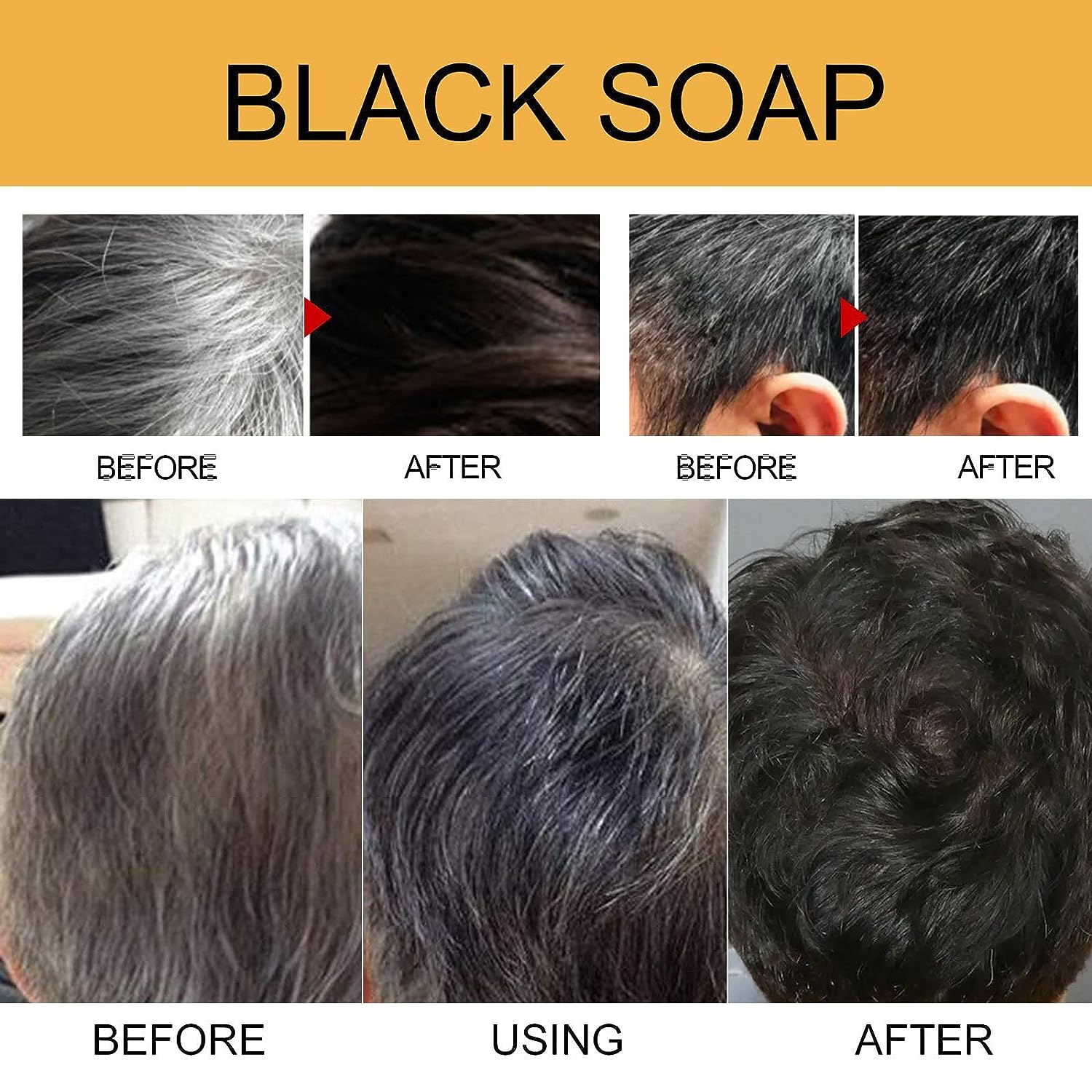 US stock Grey Hair Removal Soap Bar for Men, Gray Hair Soap Gray Natural Hair Reverse Bar - Black And Shiny Hair Repairing Deep Cleaning- Vegan, pH Ba