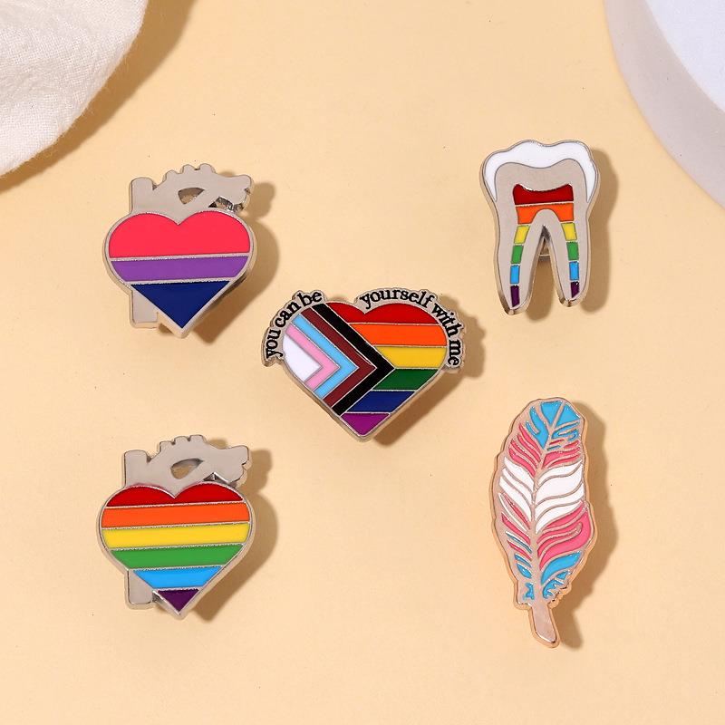LGBT Pride Enamel Pins Custom Rainbow Book Cats Feather Tooth Heart Shape Brooches Lapel Badges Jewelry Gift for Partner Lover 11 styles libraries are for everyone