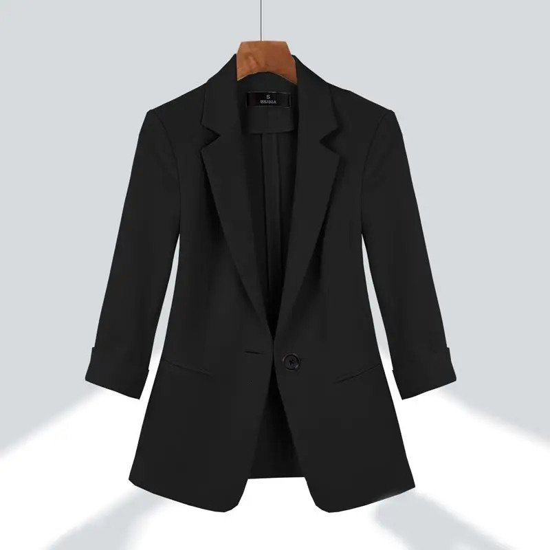 Women Blazer Pants 2 Piece Set Spring Summer Thin Office Lady Basic Joker Black Suit Coat Trousers Outfits Work Clothing Female 240327