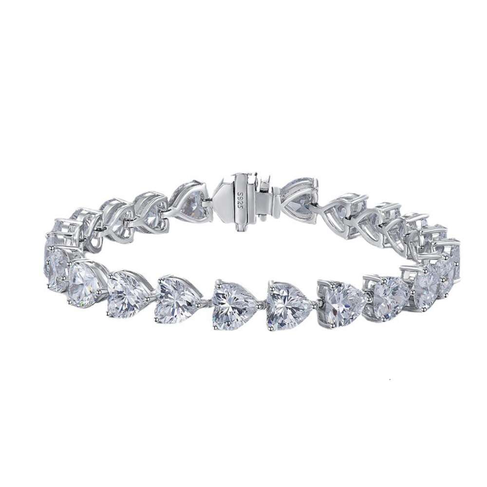 Bracelet Jewelry S925 Sterling Silver Bracelet Full Diamond Heart Bracelet Fashion Ins Style