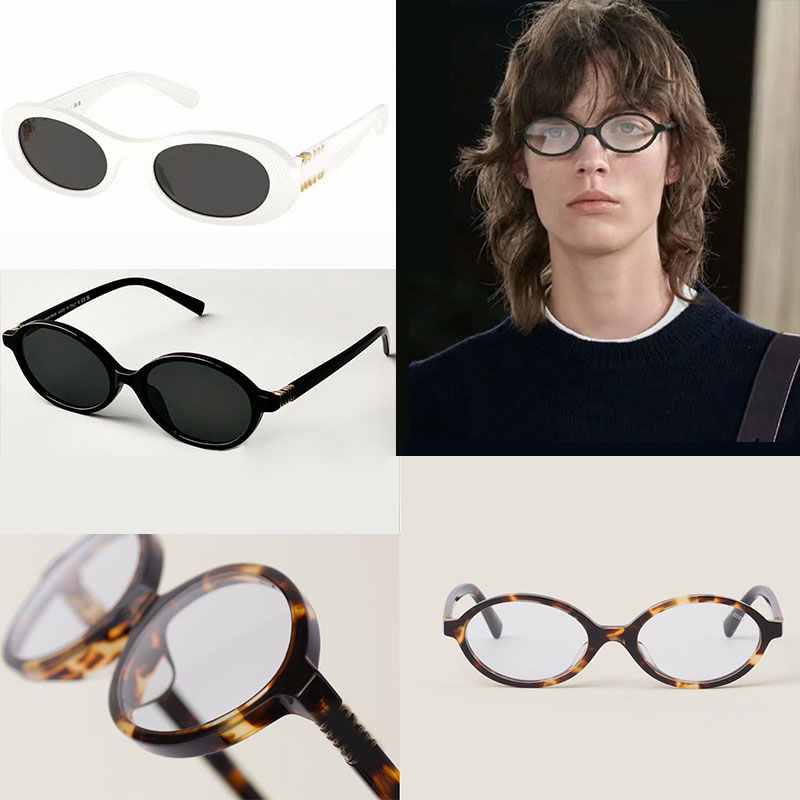 Fashion Miu sunglasses designer oval frame luxury sunglasses womens anti-radiation UV400 personality men's retro glasses plate high grade high value Top quality