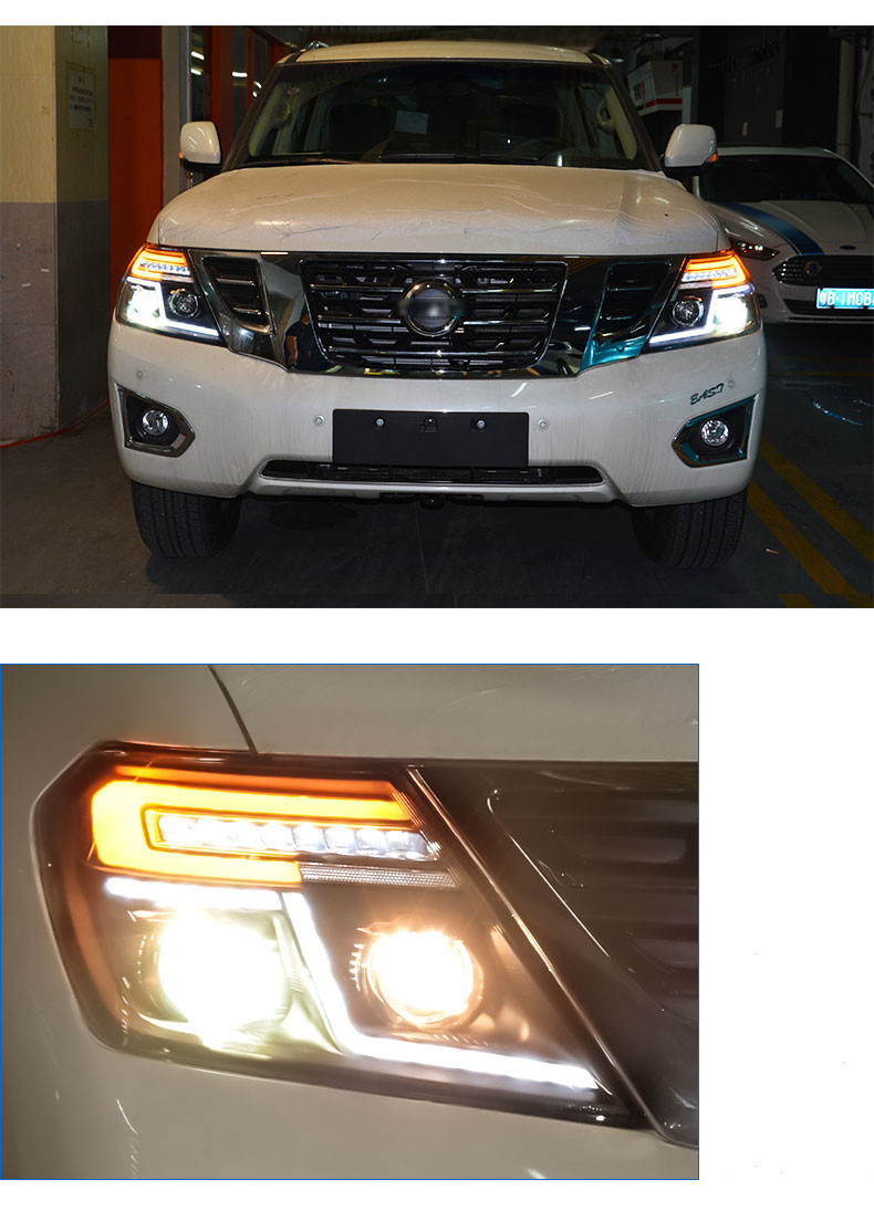 Headlights for Nissan Patrol Y62 2012-20 18 LED DRL Head Lights Dynamic Assembly Turn Signal Auto Front Lamp