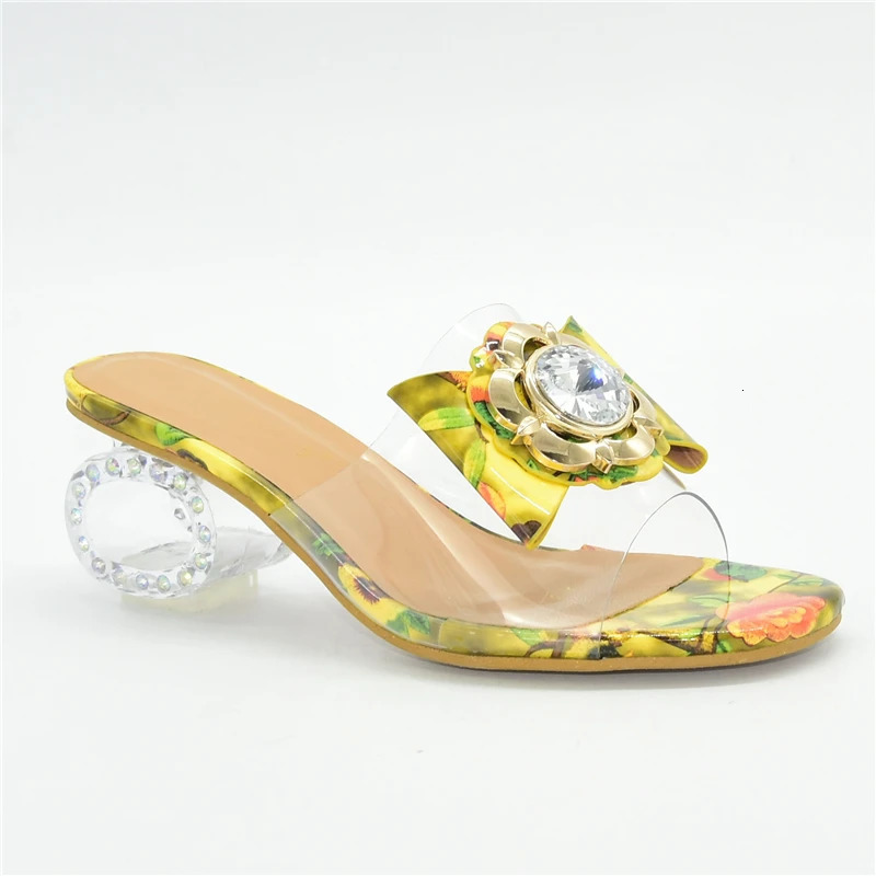 Latest Green Color Shoes for Women Sandals 2024 Fashion Women Clear Rhinestone Heels High Heels Sexy Ladies Dress Shoes 240307