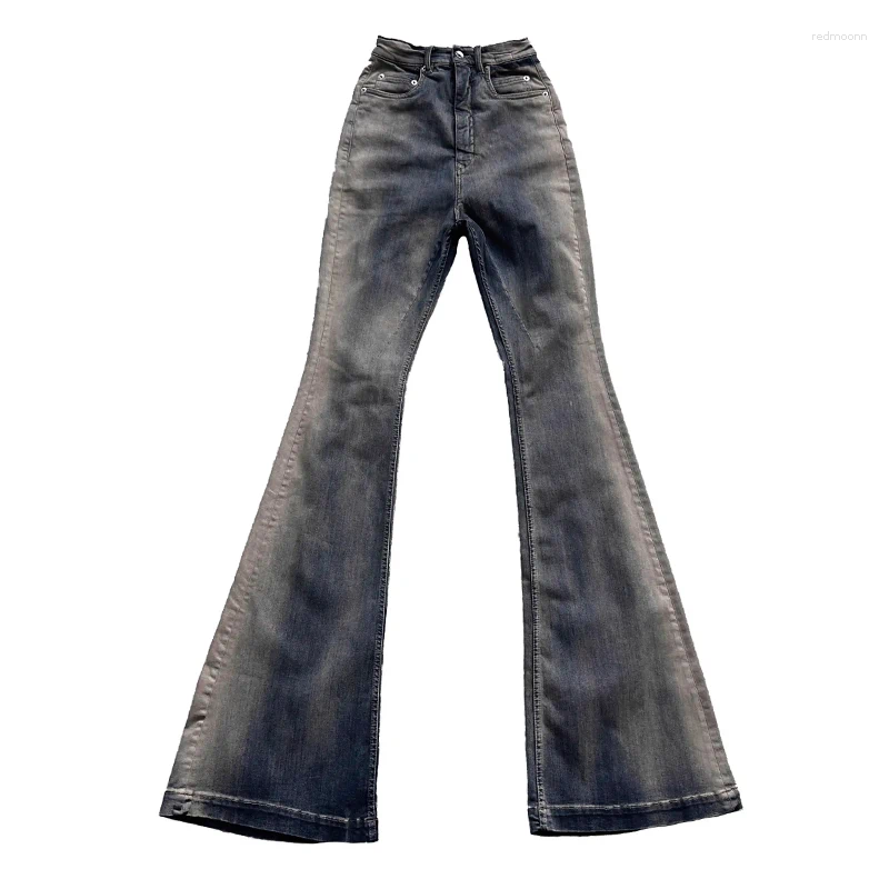 Men's Jeans For Men Stretch Mopping Black Brushed Trendy 2024 Spring Summer Slim Flared Streetwear