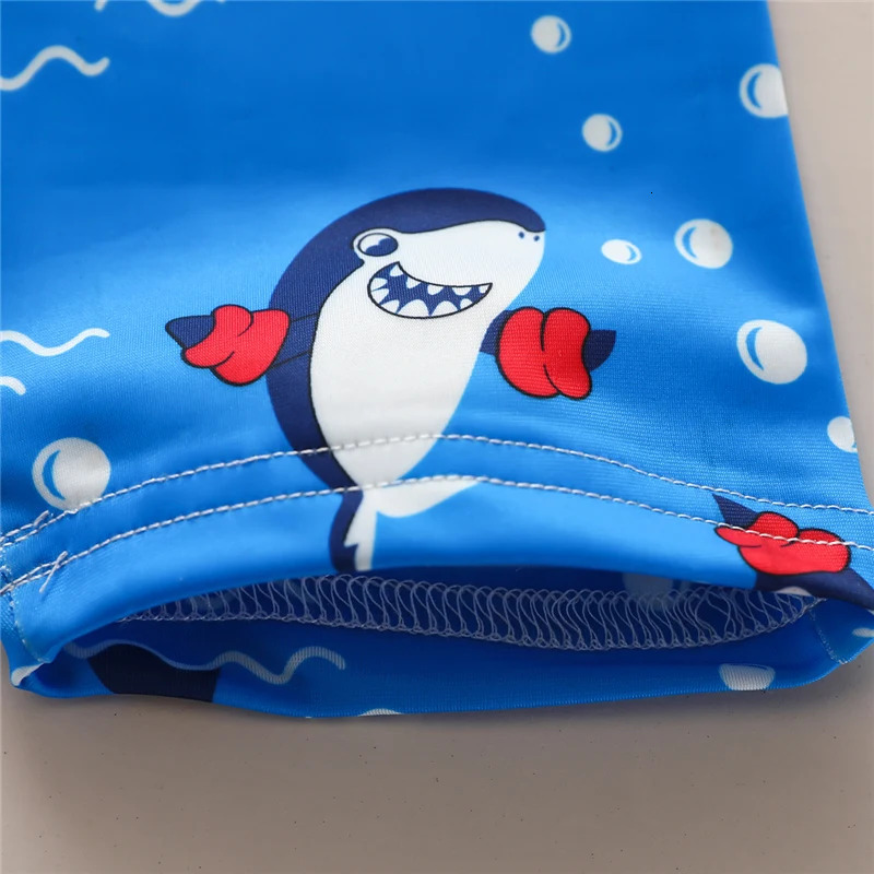 0-5 Years Baby Boy OnePiece Swimsuit Shark Pattern Swimwear Short Sleeve Zipper Bathing Beachwear 240326