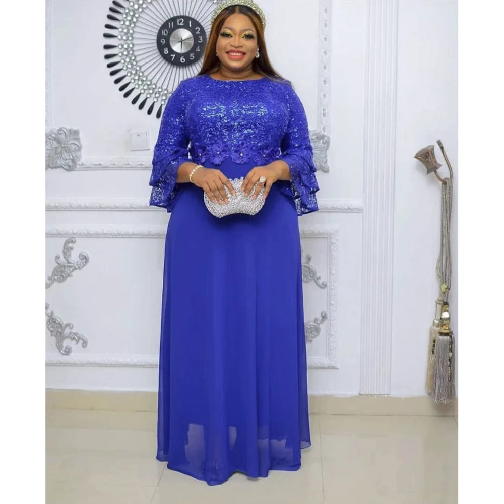 Plus Size African Party Dresses for Women Fashion Dashiki Ankara Lace Wedding Gowns Elegant Turkey Muslim Maxi Dress 240318