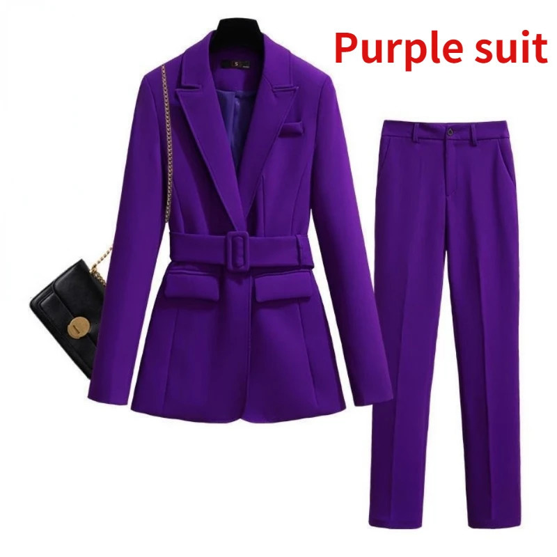Autumn Womens Purple Simple Blazer Work Office Ladies Suit Coat Fashionable Professional and Single 240327