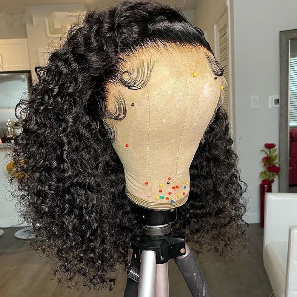 100%Human Glueless Short Bob Wig Kinky Curly Hd 13X4 Lace Frontal Wigs Human Hair For Black Women