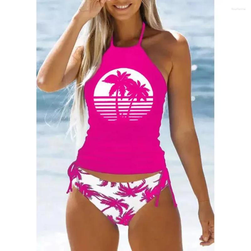 Trcal Coconut Drawstring Side Tankini Set For Women - Summer Beach Wear B4