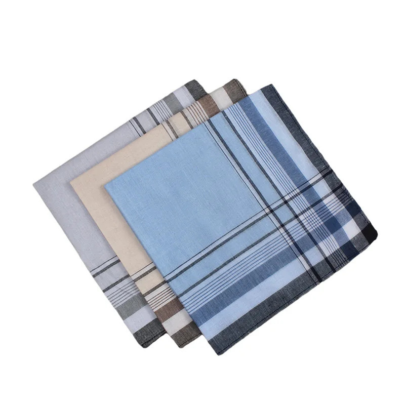 10Pcs Square Plaid Stripe Pocket for Wedding Party Restaurant Womens Handkerchief Hand Towel Cotton Handkerchiefs Men 240327