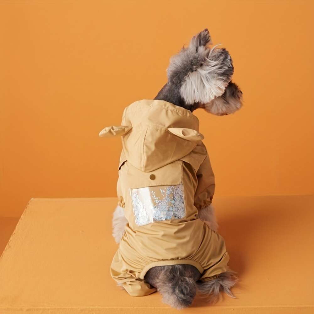 with ears Dog raincoat Bear spring and autumn cute waterproof pet clothes