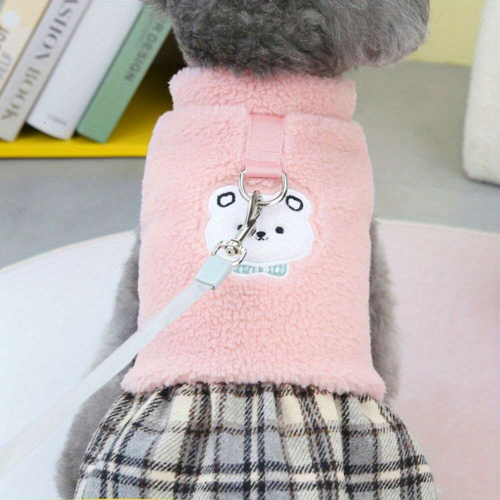 Fall/Winter Set New Dog Sweater Dress Pet Clothing Cute bear graphic puppy dress