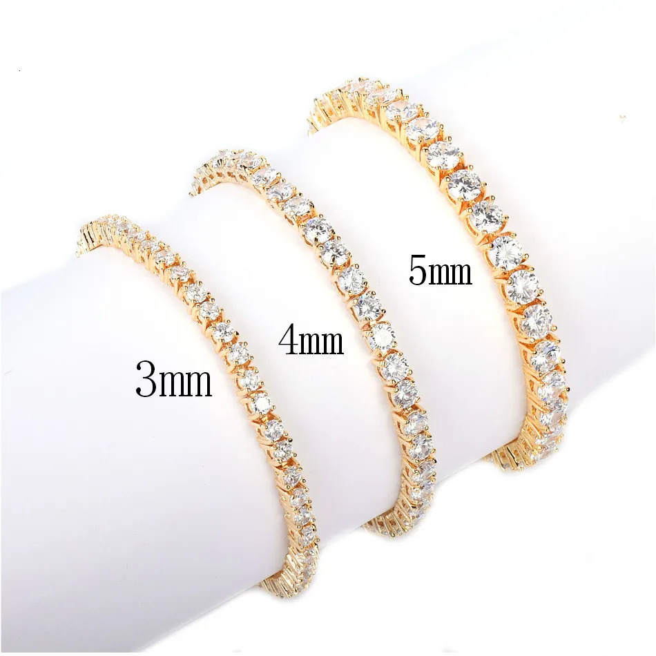 Bubble Letter Iced Zircon Tennis Chain Bracelet Mens Hip hop Jewelry Copper Material Gold Color Box Clasp CZ Bracelet Link 240323