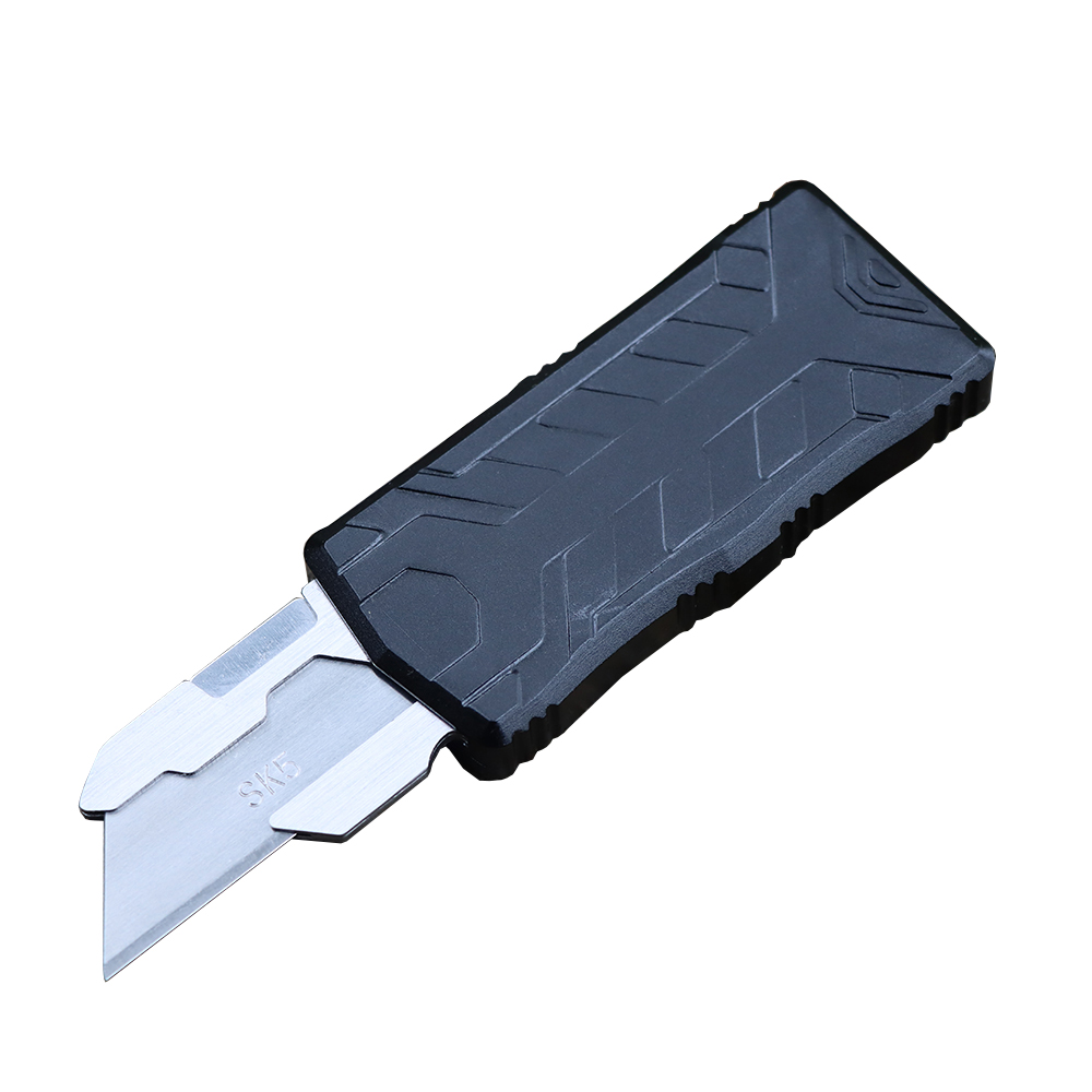 M6677 Tactical Knife SK5 Satin Blade CNC Black Aviation Aluminum Handle EDC Pocket Paper Cutter Knives with 5Pcs Blades