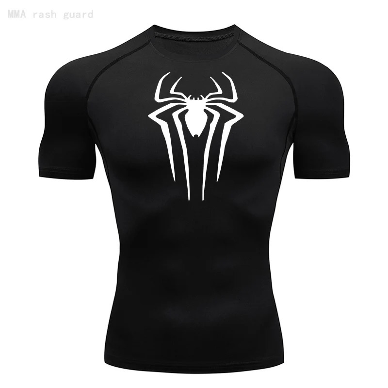 The Short Sleeve Mens T-Shirt Summer Breathable Quick Dry Sports Top Bodybuilding Track suit Compression Shirt Fitness Men 240325