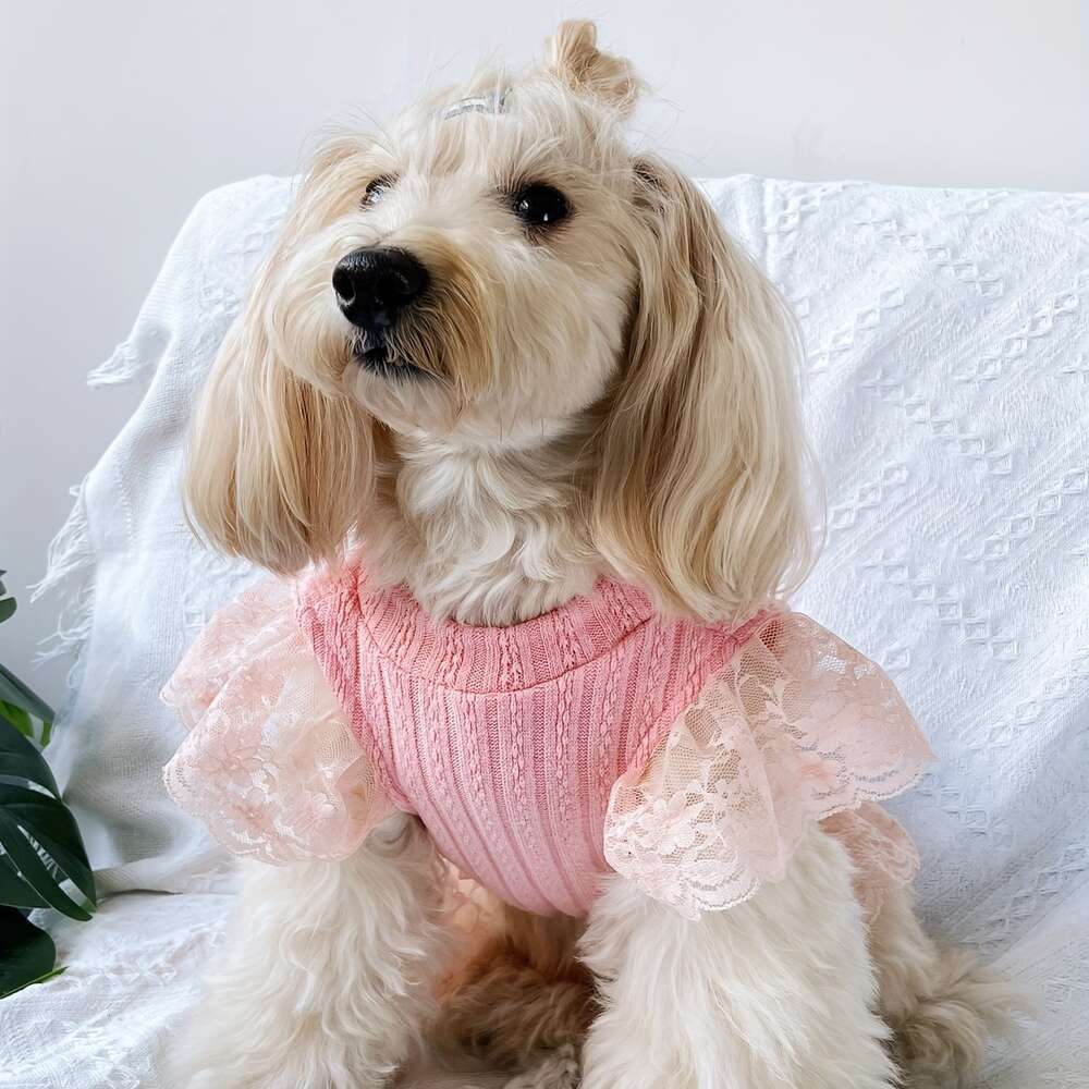 1pc Adorable Solid-colored Pet Flying Sleeve Dress: Breathable Loungewear Dogs & Cats - Perfect for Summer Parties