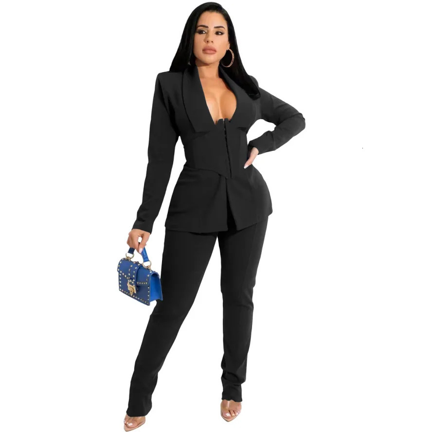 Black Elegant Office Suites for Women Professional Fashion Lapel Longsleeved Blazer Set Female Patchwork Woman Pants Suit Red 240327