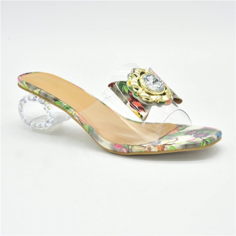 Latest Green Color Shoes for Women Sandals 2024 Fashion Women Clear Rhinestone Heels High Heels Sexy Ladies Dress Shoes 240307