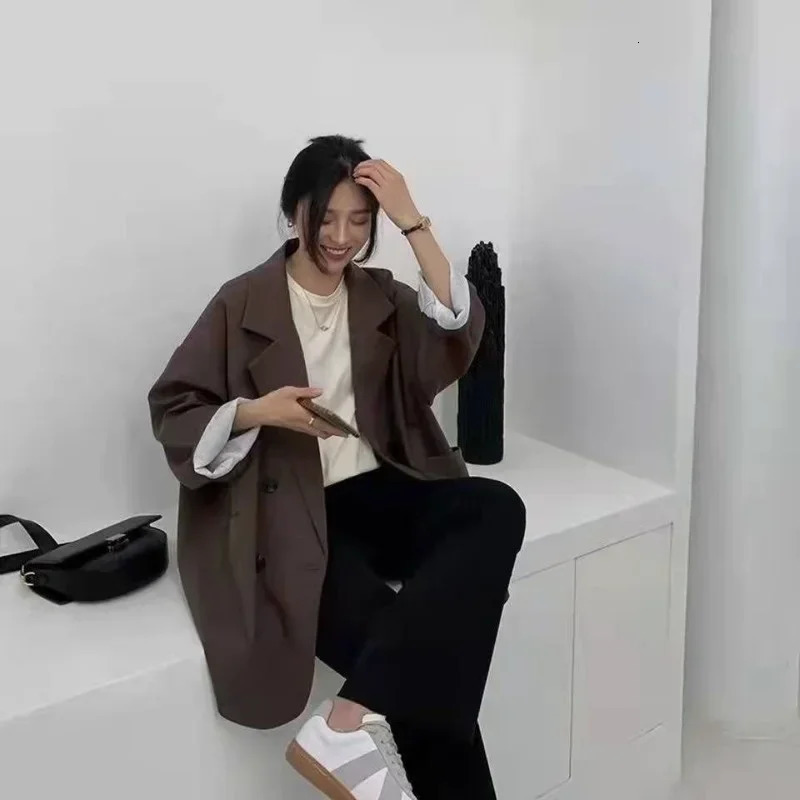Womens Large Blazer Coats Spring Autumn Fashion Korean Version Loose Top Coat Office Work Clothes Grace Fall Jacket for Women 240318