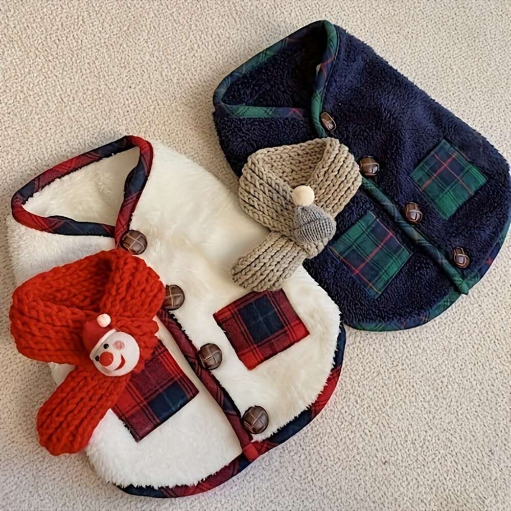 autumn winter puppy dog twolegged vest small to medium warm dog cardigan with christmas dimension scarf pet comfortable fashion