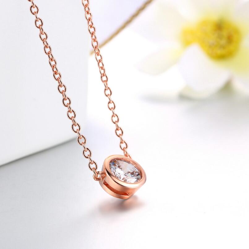 Simple Fashion Solitaire Pendant Women Jewelry 925 Sterling Silver Rose Gold Plated 5A Cubic Zircon Emerald Ruby Party Girl Wedding Clavicle Necklace 