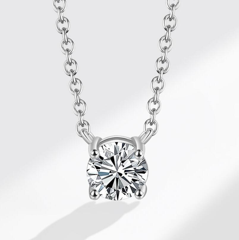 2024 Choucong Moissanite Dia Pendant Simple Fashion Jewelry Real 100% Sterling Sier 14K Gold Solitaire Gemstones Women Beach Clavicel Necklace Gift