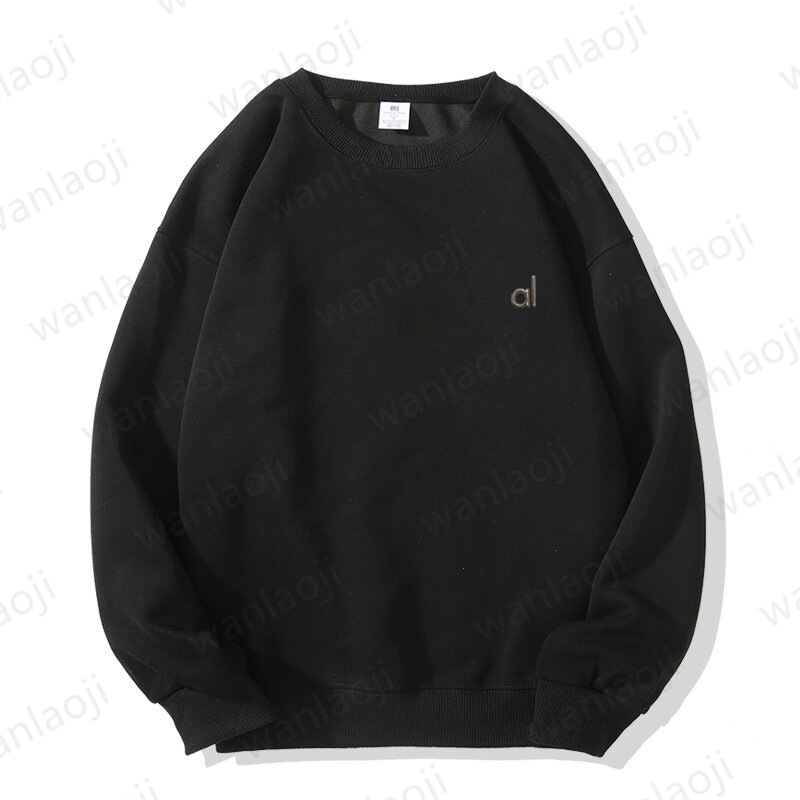Women Crew Neck Pullover Hoodie Warm Sweatshirts Silver logo on chest Loose Sweatwear Unisex Casual Top Fashion Outwear clothes