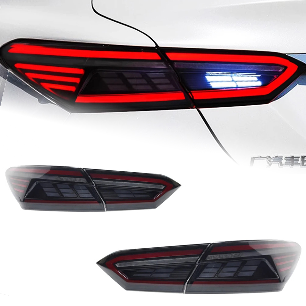 Car LED Through Taillight Assembly Brake Light Driving Lamp with Streaming Turn Signal For Toyota Camry 20 18-2023