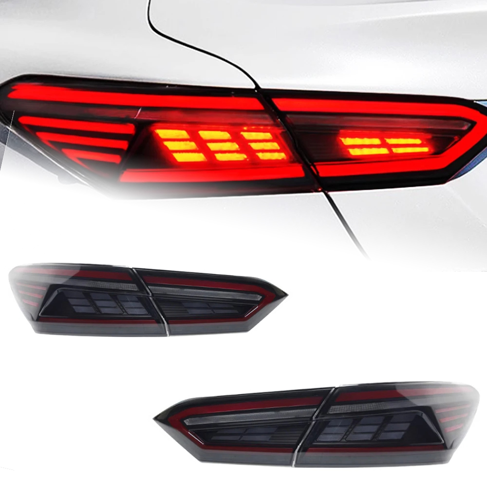 Car LED Through Taillight Assembly Brake Light Driving Lamp with Streaming Turn Signal For Toyota Camry 20 18-2023