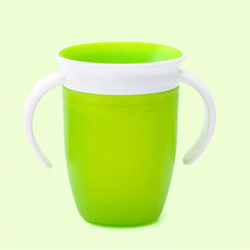 360 Degrees Can Be Rotated Baby Learning Drinking Cup With Double Handle Flip lid Leakproof Magic Infants Water Cups Bottle 240322