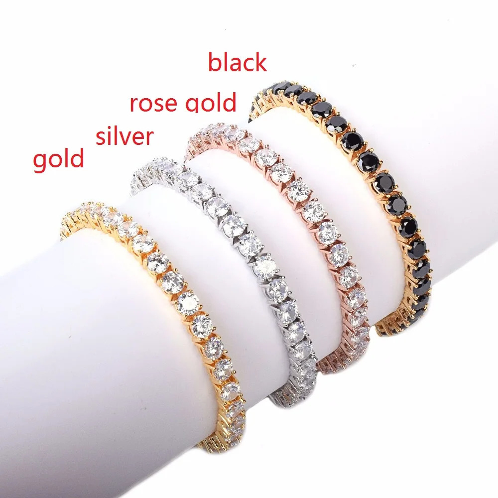 Bubble Letter Iced Zircon Tennis Chain Bracelet Mens Hip hop Jewelry Copper Material Gold Color Box Clasp CZ Bracelet Link 240323