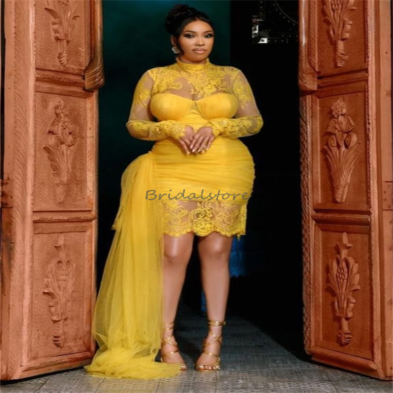 Sexy Black Girls Prom Dresses With Train Elegant Mini Short Black Girls African Evening Dress 2024 Lace Formal Party Cocktail Dress Baddies Birthday V