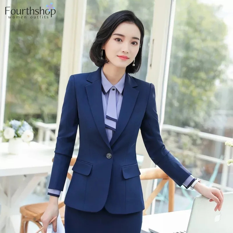 Office Work Pant Suits for Women Business Lady Professional Uniforms 2 Piece Formal Pants Blazer Set Clothes Fashion 4XL 240327