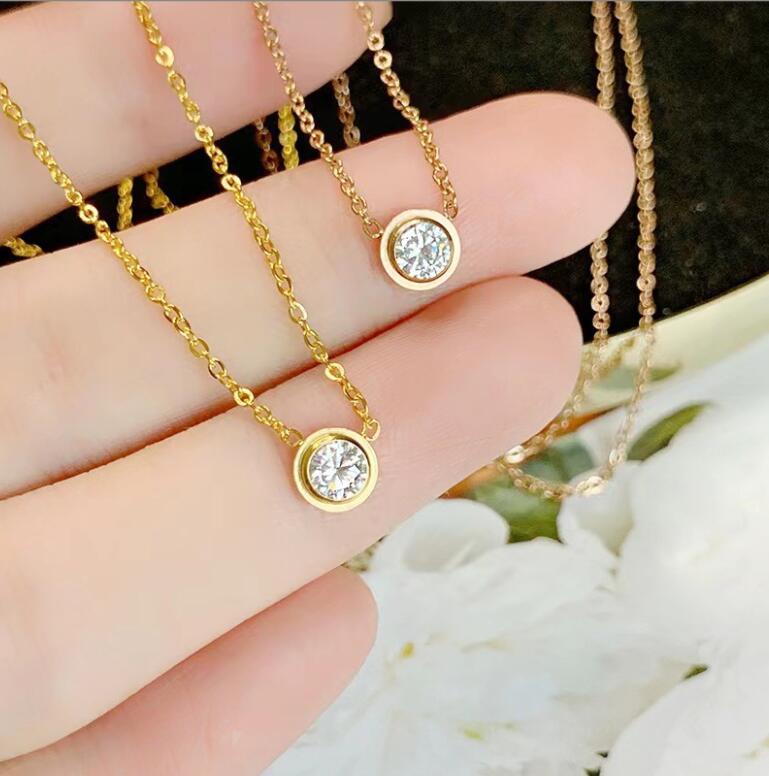 Simple Fashion Solitaire Pendant Women Jewelry 925 Sterling Silver Rose Gold Plated 5A Cubic Zircon Emerald Ruby Party Girl Wedding Clavicle Necklace 