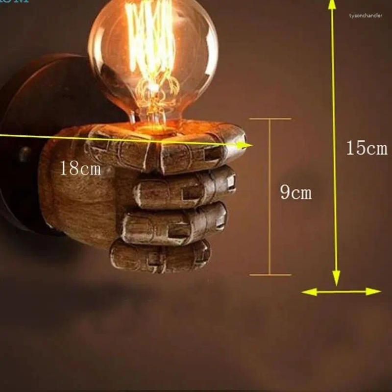 Lamps Wall American Vintage Wood Hand Model Loft Foyer Resin Lights For Restaurant Study Dining Room Bar Coffee Shop