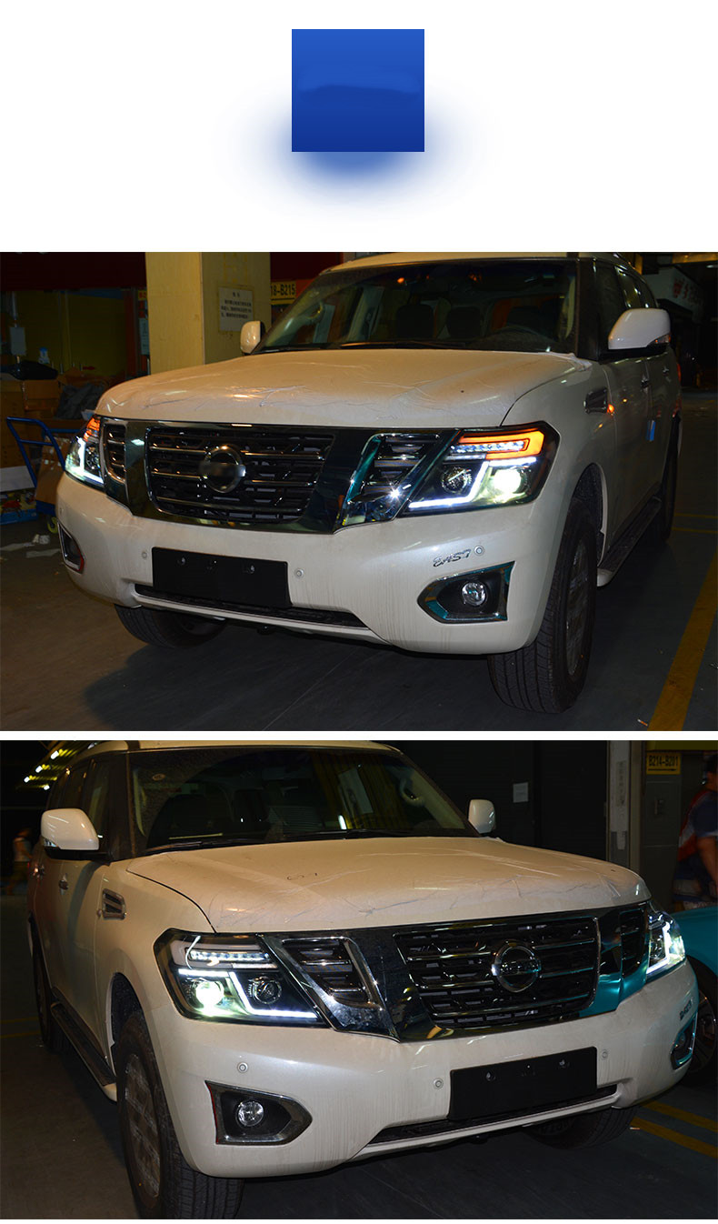 Headlights for Nissan Patrol Y62 2012-20 18 LED DRL Head Lights Dynamic Assembly Turn Signal Auto Front Lamp