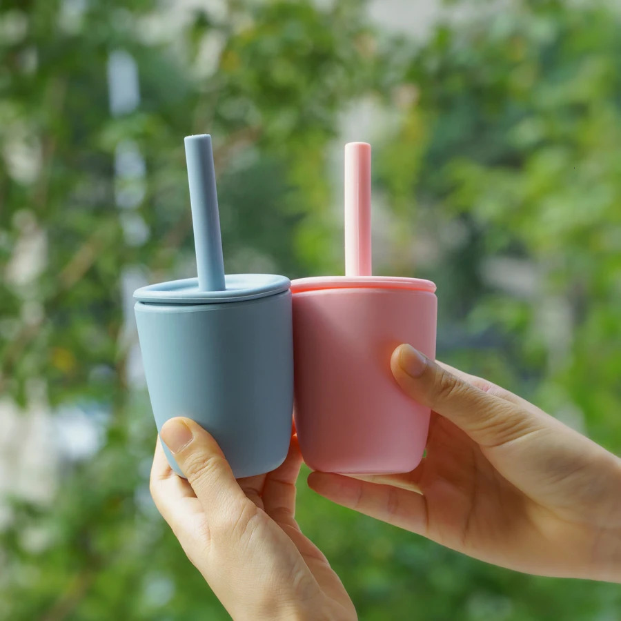 Sippy Cup For Baby BPA Free Toddlers Learning Drinkware Children Soft Straw Cups Tableware Kids Child Bottle Stuff 240322