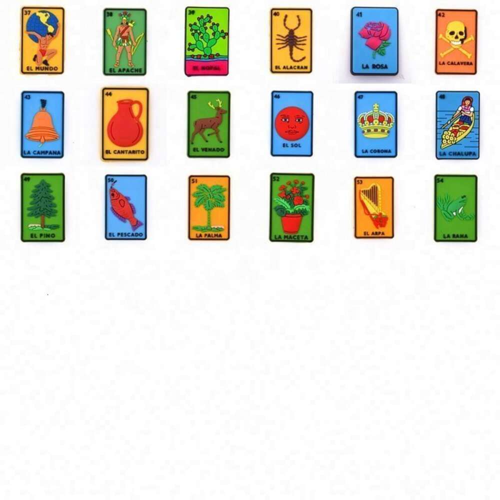 Mexico Loteria rubber lucky charms Custom Shoe Mexican Lottery Tarot Cards Decorations Accessories