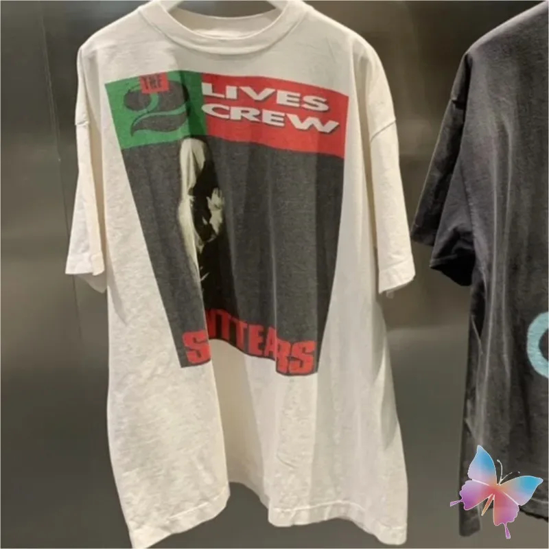 24ss Summer T-shirt Washed Vintage High Street Print Short Sleeves Tees Loose Men Women Tshirts
