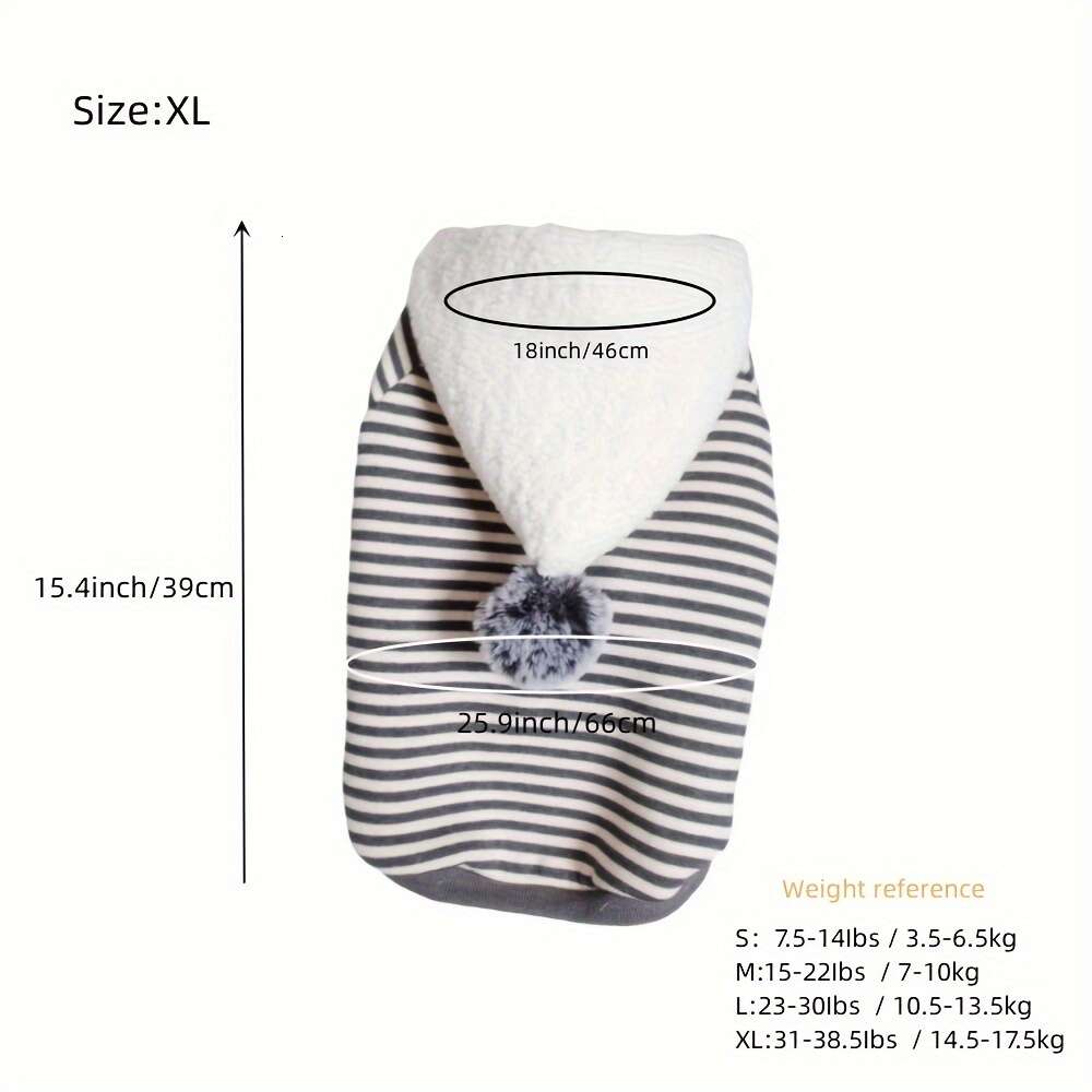 pet clothes dogs autumn and winter lamb wool striped knitted fleece hooded sweatshirt for french bulldogs