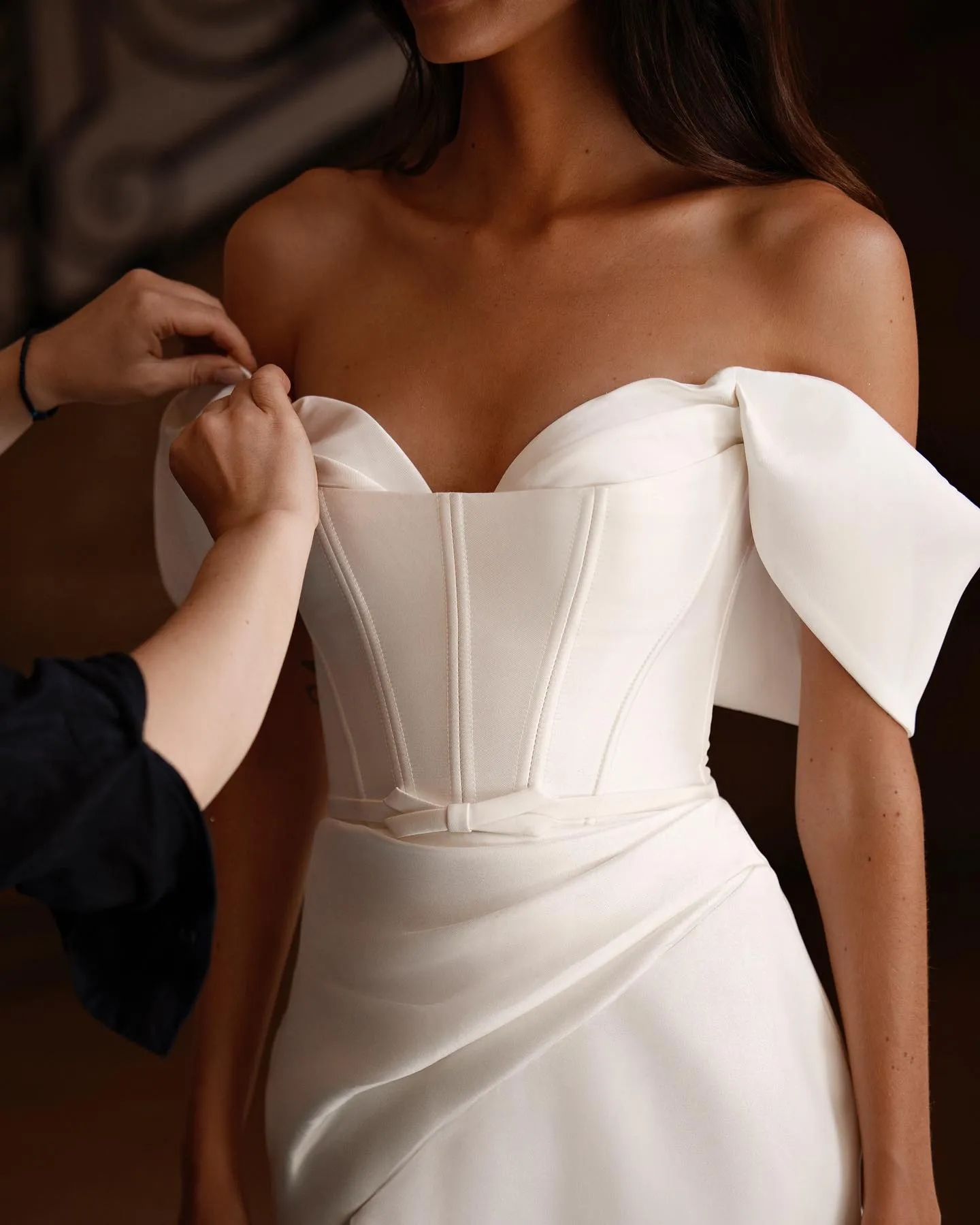 Sexy Sheath Wedding Dresses for Brides Off Shoulder Satin Wedding Dress Thigh Slit Robe de Mariee Lace Up Back Bridal Gowns