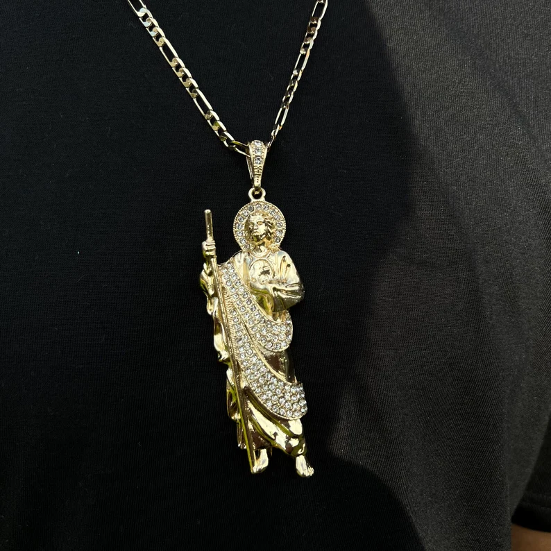 Saint Thaddeus Gold Necklace Gold Filled San Judas Charm Pendant Necklace Jewelry For Gift