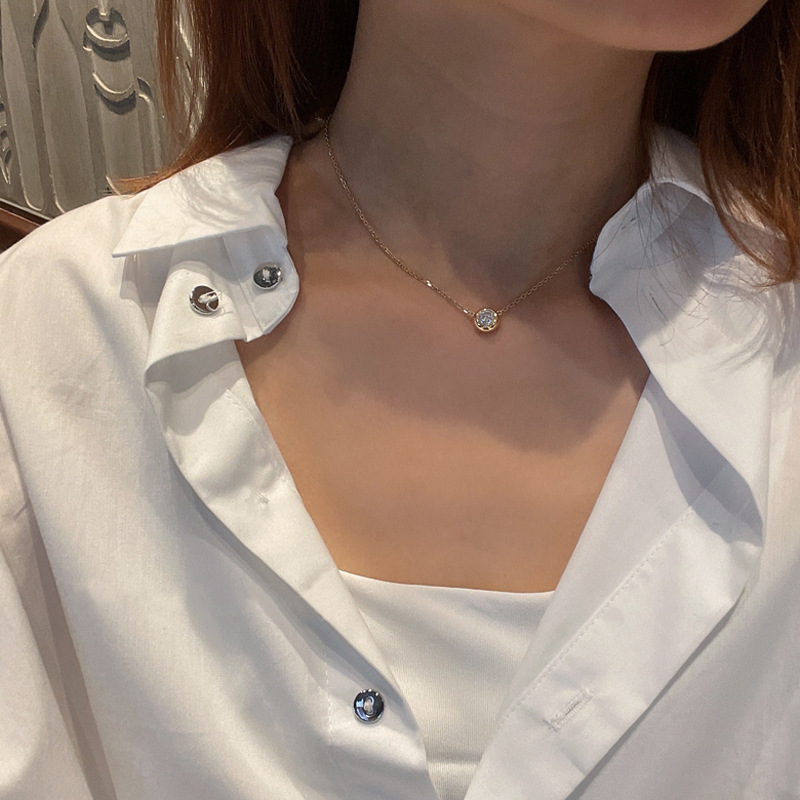 Simple Fashion Solitaire Pendant Women Jewelry 925 Sterling Silver Rose Gold Plated 5A Cubic Zircon Emerald Ruby Party Girl Wedding Clavicle Necklace 