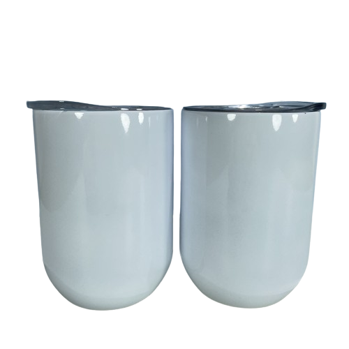 DIY 12oz Sublimation STRAIGHT Wine tumbler Stainless Steel Wine Glasses Egg Cups Stemless Wine Glasses with lid Vacuum Egg Shape